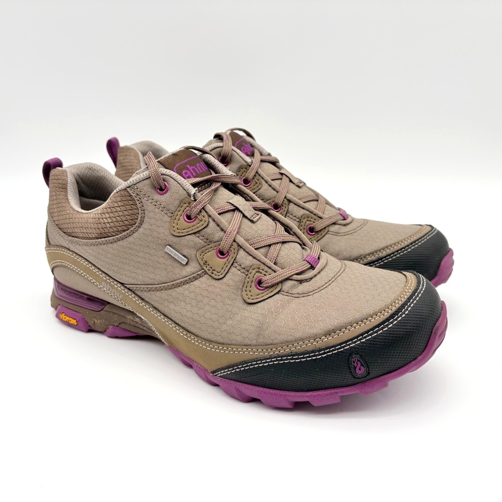 Ahnu Sugarpine Waterproof Hiking Shoes Womens Size 9.5 Taupe Leather Textile